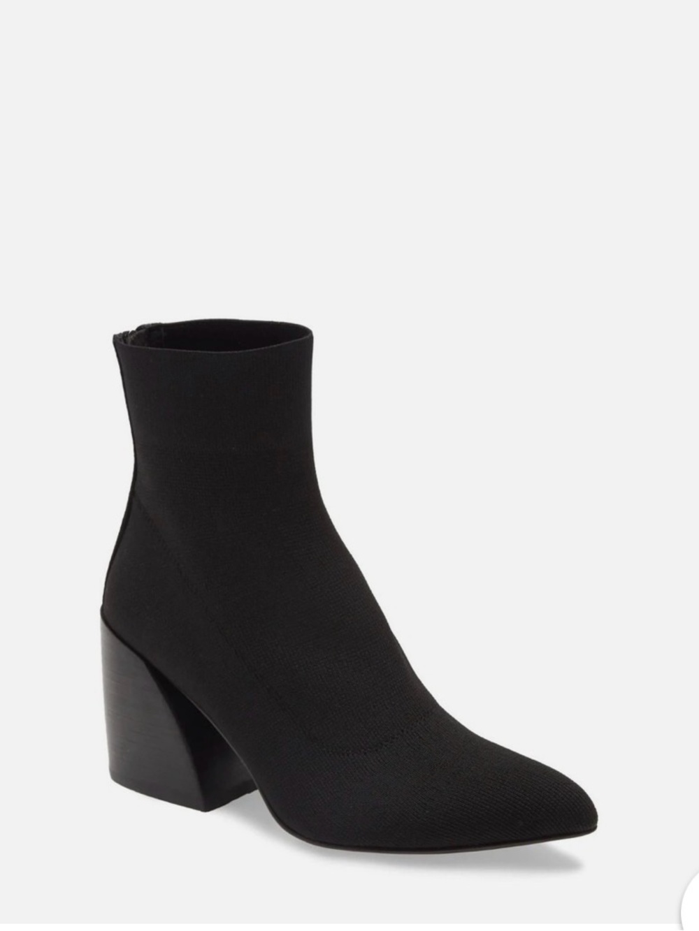 Jeffrey Campbell Anteni Black Stretch-Knit Ankle Boot with Block Heel
